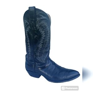 Justin Vintage Black Genuine Leather Cowgirl Western Pull-On Boot Women's 10.5 D